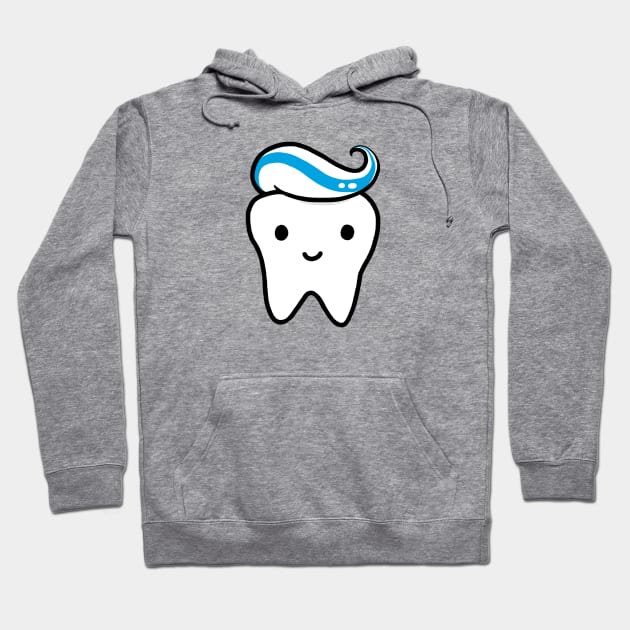 Kawaii Tooth with Toothpaste Hoodie by Coffee Squirrel